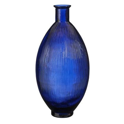 Mica Decorations Firenza Fles Vaas - H59 x Ø29 cm - Donker Blauw