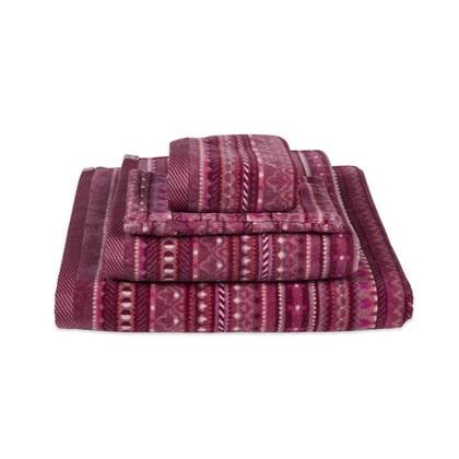 Pip Studio Geometric Print Washandje - 16x22 cm - Set van 3 - Donker Roze