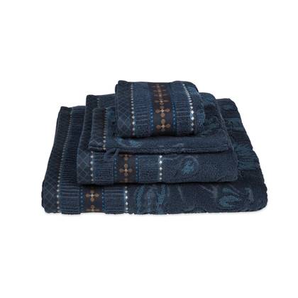 Pip Studio Jasmin Jacquard Gastendoekje - 30x50 cm - Set van 3 - Donker Blauw