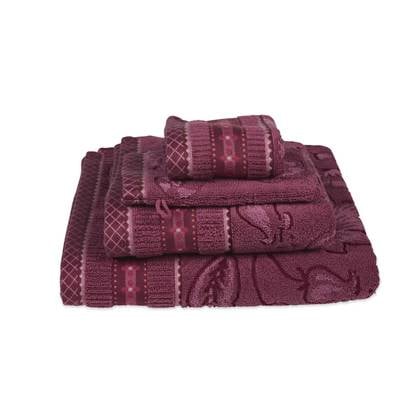 Pip Studio Jasmin Jacquard Handdoek - 55x100 cm - Set van 3 - Donker Roze