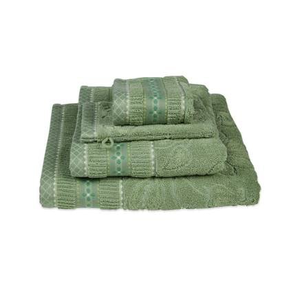 Pip Studio Jasmin Jacquard Handdoek - 55x100 cm - Set van 3 - Groen