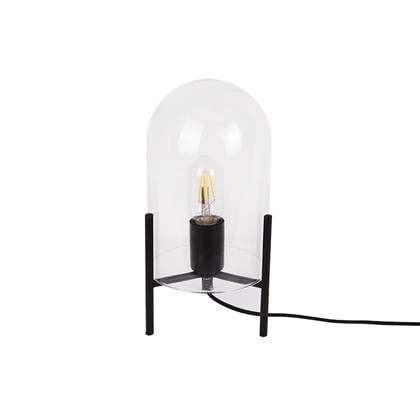 Leitmotiv - Tafellamp Glass Bell - Helder, Zwart frame - 30x16cm Transparant