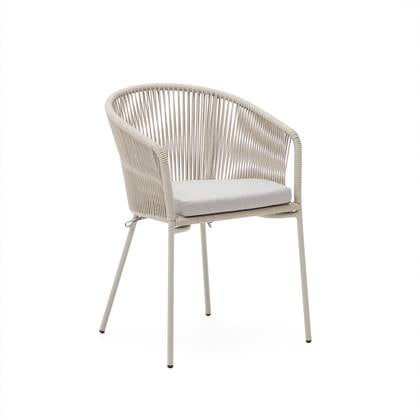 Kave Home - Stoel Yanet met zitting van synthetisch touw in ecru en