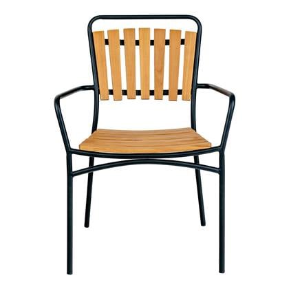 House Nordic Cleveland Eetkmaerstoel Zwart|Teak set van 4