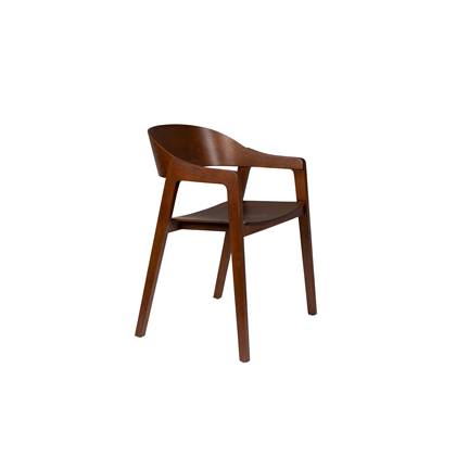 Dutchbone Westlake Eetkamerstoelen met armleuning Hout Walnoot - Set van 2 - Bruin