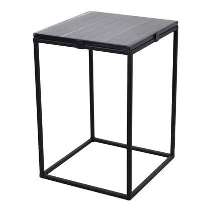 LOFT42 Marble Bijzettafel Vierkant Zwart - Metaal - Marmer - 32x32x46