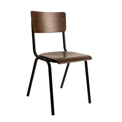 Dutchbone Scuola Eetkamerstoelen| Kantinestoelen| Schoolstoelen - Set van 4 - Bruin