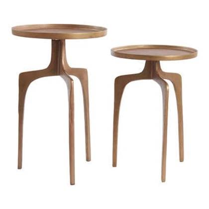 Light&living Bijzettafel S|2 Ø38x54+Ø41x63 cm PANO bruin Brons