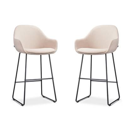 Nolon Nino-Mae Barkrukken Set van 2 - Beige - Zwart - 75 cm