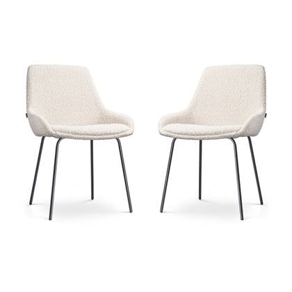 Nolon Nora-Isa Eetkamerstoelen Set van 2 - Bouclé Beige - Zwart