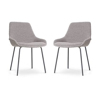 Nolon Nora-Isa Eetkamerstoelen Set van 2 Bouclé Taupe - Stof - Zwart Onderstel - Design - Scandinavisch - Comfortabel