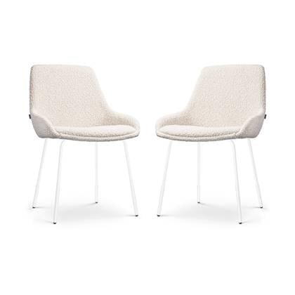 Nolon Nora-Isa Eetkamerstoelen Set van 2 - Bouclé Beige - Wit