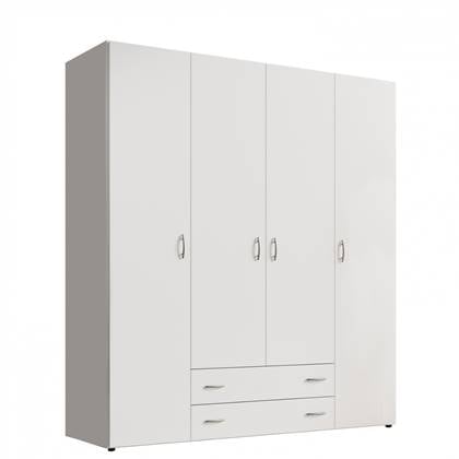 Kledingkast Baarlo - Wit - Hout - 160x176x52cm (BxHxD)