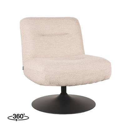 LABEL51 - Draaifauteuil Eli - Naturel Boucle - Zwart Metaal