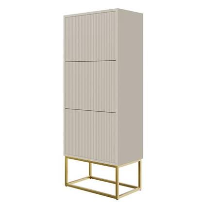 Selsey - VELDIO - Drie-laagse schoenenkast - gouden poten - 50 cm - Grijs beige