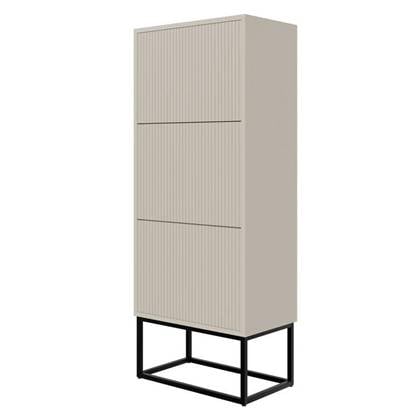 Selsey - VELDIO - Drie-laagse schoenenkast - zwarte poten - 50 cm - Grijs beige