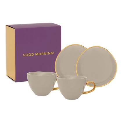 Urban Nature Culture Good Morning Kop & Schotel Graymorn - Set Of 4 - In Geschenkverpakking