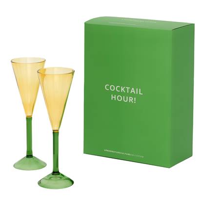 Urban Nature Culture Champagneglas - Set Van 2 - In Geschenkverpakking Geel