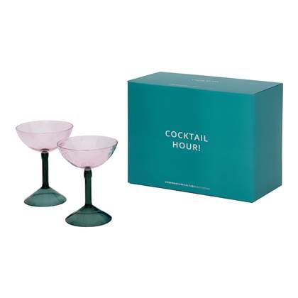 Urban Nature Culture Coupe Cocktail Glas - Set Van 2 - In Geschenkverpakking Roze