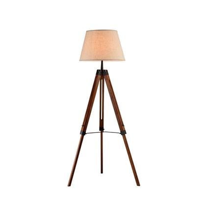 QUVIO Vloerlamp driepoot hout met beige kap - QUV5041L-WOOD Bruin