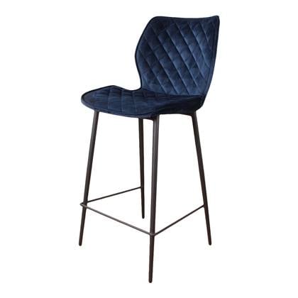 DS4U Ruby barkruk velvet 66 cm Blauw