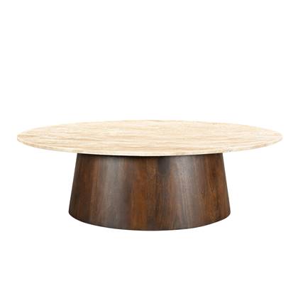 Livingfurn - Salontafel Ovaal - Valentino Oval 120cm Bruin, Wit