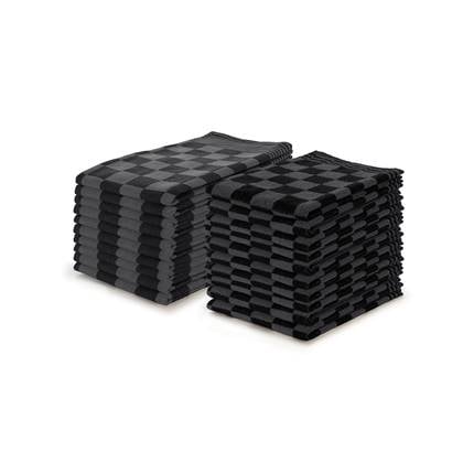 LINNICK Theedoeken & Keukendoeken Set Blok - - set van 20 Zwart
