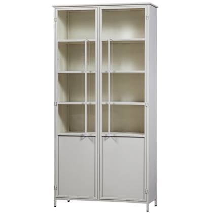 WOOOD 2-deurs vitrinekast XL Exhibit - Metaal - Zand - 200x99x44 cm