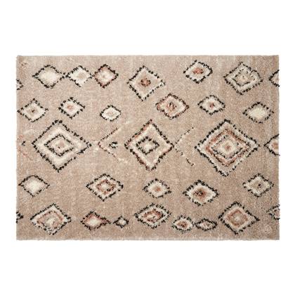 Interieur05 Berber Hoogpolig Vloerkleed Ikat Grijs|Beige