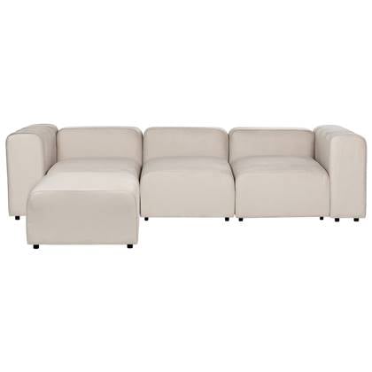 Beliani-FALSTERBO-Modulaire driezitsbank met ottomaan-Beige-Fluweel