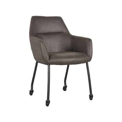 LABEL51 Eetkamerstoel Lenny - Antraciet - Microfiber Grijs