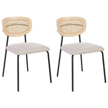 Beliani - MAYETTA - Eetkamerstoel set van 2 - Licht - Polyester Beige