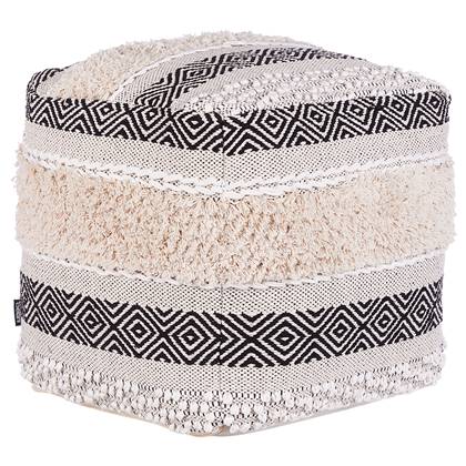Beliani - KANAM - Poef - Crème - 50 cm - Katoen
