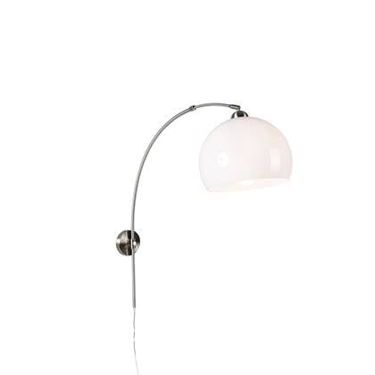QAZQA Smart wandbooglamp staal met te kap incl. Wifi A60 - Bow Wit