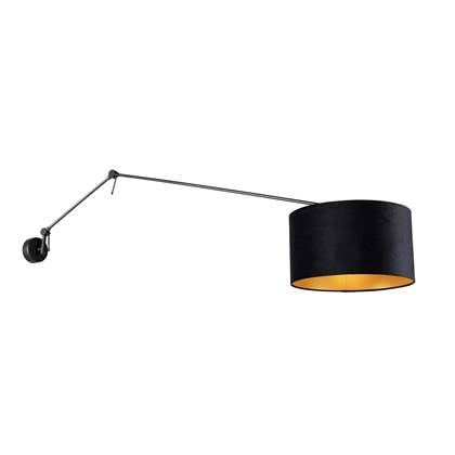 QAZQA blitz - Moderne Wandlamp met kap voor binnen - 1 lichts - D 35 cm - Zwart - Woonkamer | Slaapkamer | Keuken