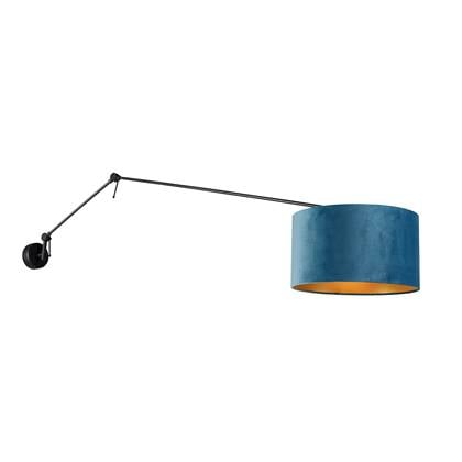 QAZQA blitz - Moderne Wandlamp met kap voor binnen - 1 lichts - D 35 cm - Blauw - Woonkamer | Slaapkamer | Keuken