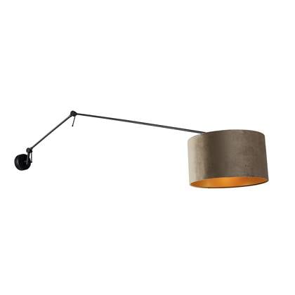 QAZQA blitz - Moderne Wandlamp met kap voor binnen - 1 lichts - D 35 cm - Taupe - Woonkamer | Slaapkamer | Keuken