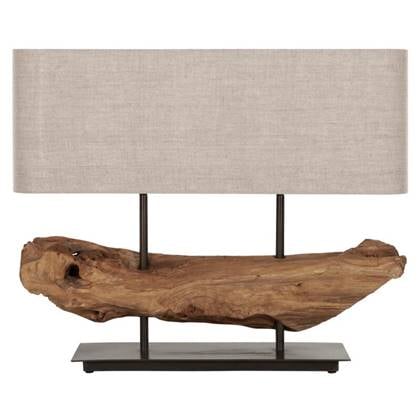 MUST Living Table lamp Log Erosion,58x70x28 cm, linen natural shade Groen