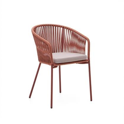 Kave Home - Yanet terracotta touwstoel met gegalvaniseerde stalen