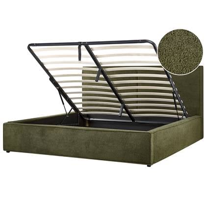 Beliani-MOISSAC-Tweepersoonsbed-Donker-180 x 200 cm-Polyester Groen