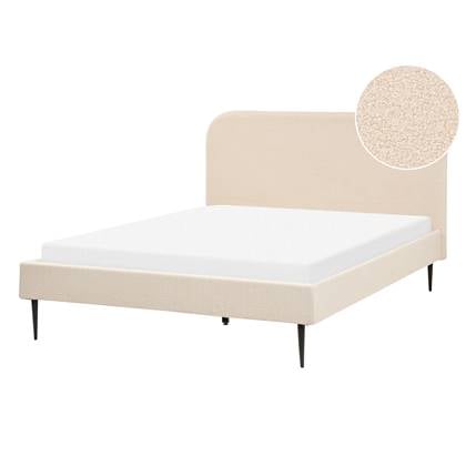 Beliani-FLAYAT -Tweepersoonsbed-Licht-140 x 200 cm-Bouclé Beige