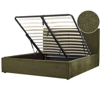 Beliani-MOISSAC-Tweepersoonsbed-Donker-160 x 200 cm-Polyester Groen