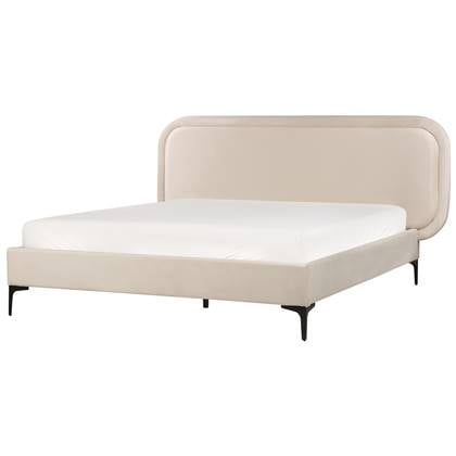 Beliani-SUZETTE-Tweepersoonsbed-Lichtbeige-160 x 200 cm-Polyester