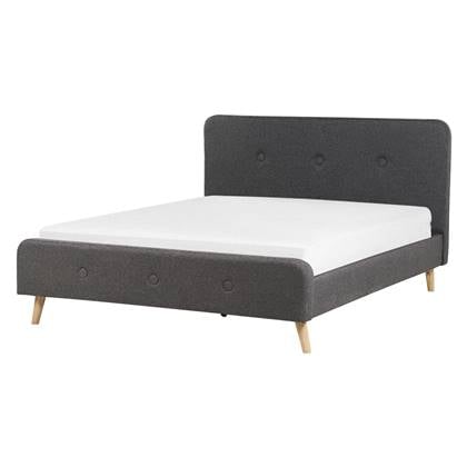 Beliani-RENNES II-Tweepersoonsbed-Donkergrijs-160 x 200 cm-Polyester