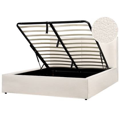 Beliani-MOISSAC-Tweepersoonsbed-Gebroken -160 x 200 cm-Polyester Wit