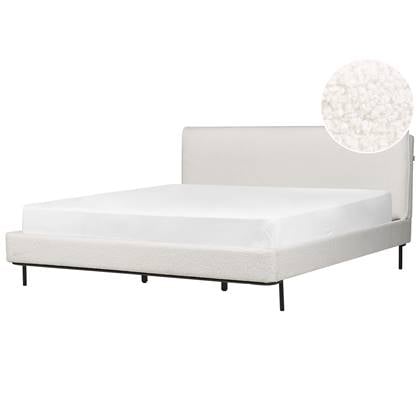 Beliani-CORIO-Tweepersoonsbed-Gebroken -180 x 200 cm-Bouclé Wit