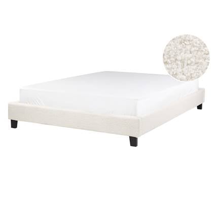 Beliani - ROANNE - Tweepersoonsbed - Crème - 140 x 200 cm - Bouclé Beige
