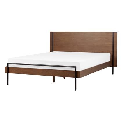 Beliani-LIBERMONT-Tweepersoonsbed-Donker-140 x 200 cm-MDF Bruin