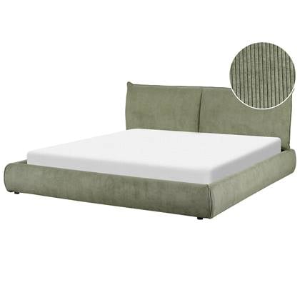 Beliani-VINAY-Tweepersoonsbed-Olijf-180 x 200 cm-Corduroy Groen