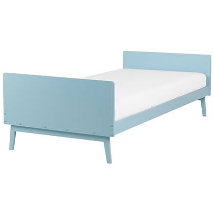 Beliani-BONNAC-Eenpersoonsbed-Licht-90 x 200 cm-Dennenhout Blauw